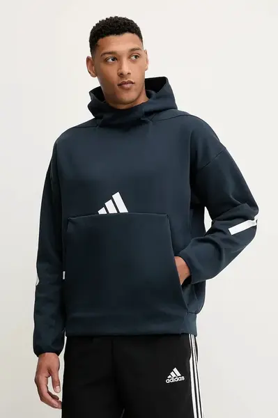 Mikina adidas x Z.N.E pánská, tmavomodrá barva, s kapucí, s potiskem, JW4729
