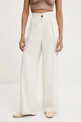Kalhoty Answear.LAB dámské, béžová barva, široké, high waist