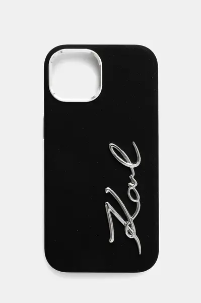 Obal na telefon Karl Lagerfeld iPhone 15 černá barva, KLHCP15SSCMSMVK