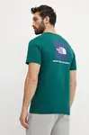 Bavlněné tričko The North Face Redbox zelená barva, s potiskem, NF0A87NPA1B1
