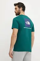 Bavlněné tričko The North Face Redbox zelená barva, s potiskem, NF0A87NPA1B1