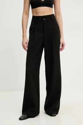 Kalhoty Answear.LAB dámské, černá barva, široké, high waist