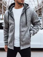 Pánská rozepínací mikina s kapucí, světle šedá