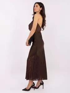 Dlouhá hnědá sukně s krajkou