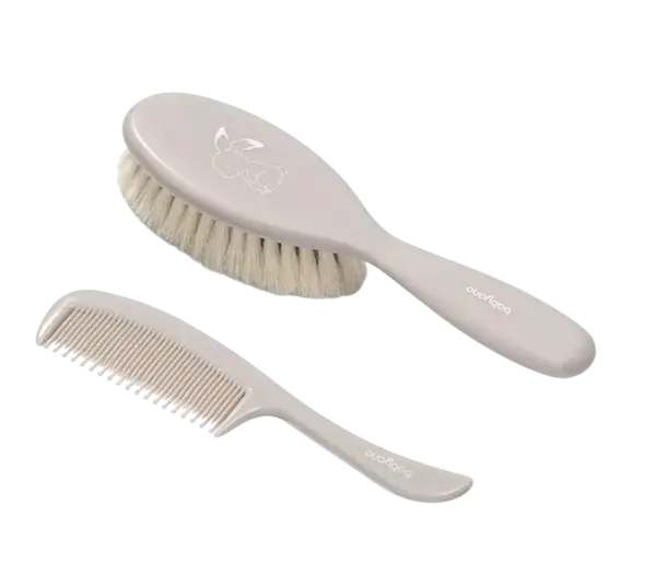 BABYONO Kefka a hrebeň na vlasy super jemná - sivá 2 ks