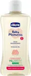 CHICCO Olej masážní s bavlnou a vitamínem E Baby Moments Sensitive 74 % přírodních složek 200 ml