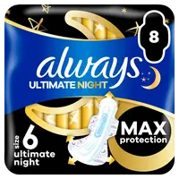 ALWAYS Ultimate Night hygienické vložky (Vel. 6) s křidélky 8 ks