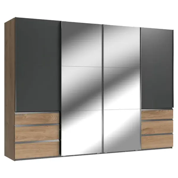 MID.YOU SKŘÍŇ S POSOUVACÍMI DVEŘMI, barvy grafitu, barvy dubu, 300/216/65 cm