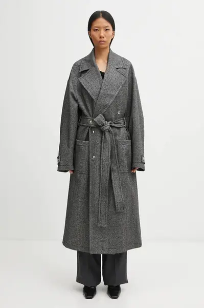 Kabát s příměsí vlny Fiorucci Herringbone Maxi