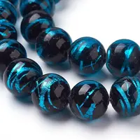 Handmade Silver Foil Lampwork Beads Strands