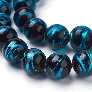 Handmade Silver Foil Lampwork Beads Strands