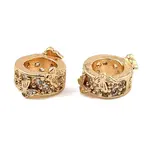 Brass Micro Pave Clear Cubic Zirconia European Beads