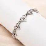 Heart Brass Micro Pave Cubic Zirconia Link Chain Bracelets