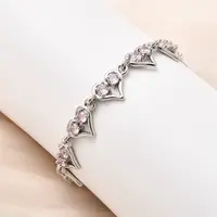 Heart Brass Micro Pave Cubic Zirconia Link Chain Bracelets