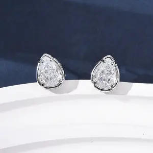 Brass Micro Pave Clear Cubic Zirconia Stud Earrings