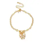 Bowknot Brass Micro Pave Clear Cubic Zirconia Card Paper Chain Bracelets for Women