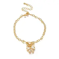 Bowknot Brass Micro Pave Clear Cubic Zirconia Card Paper Chain Bracelets for Women