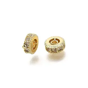 Brass Micro Pave Cubic Zirconia Beads