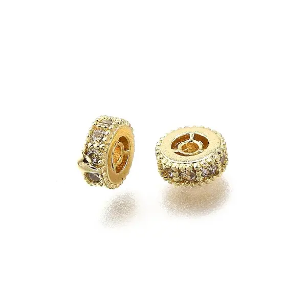 Brass Micro Pave Cubic Zirconia Beads