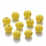 Painted Natural Wood Beehive Beads
