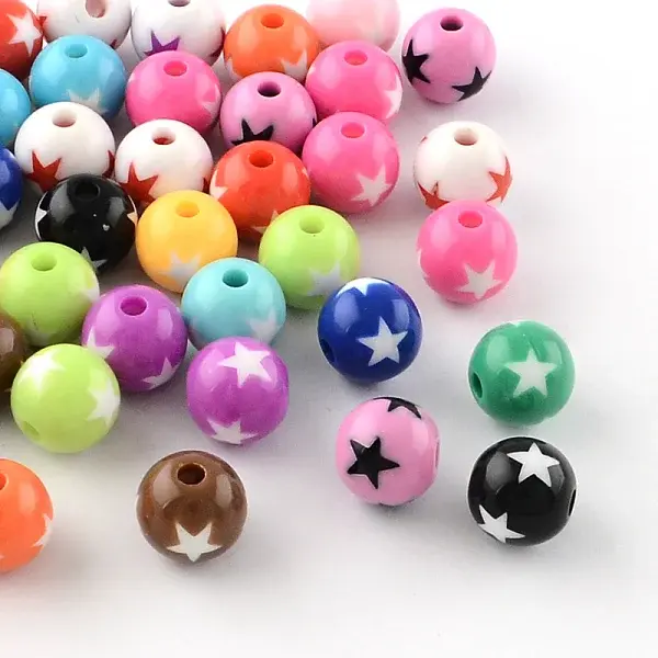 Star Pattern Opaque Acrylic Beads