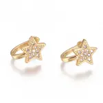Golden Plated Brass Micro Pave Cubic Zirconia Cuff Earrings