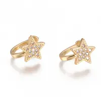 Golden Plated Brass Micro Pave Cubic Zirconia Cuff Earrings