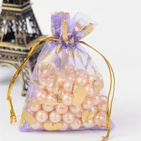 Heart Printed Organza Bags