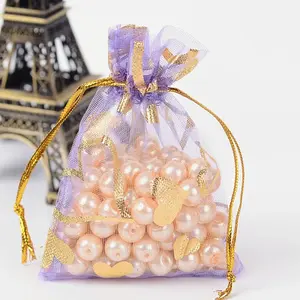 Heart Printed Organza Bags