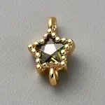 Light Gold Plated Brass Pave Cubic Zirconia Connector Charms
