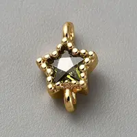 Light Gold Plated Brass Pave Cubic Zirconia Connector Charms