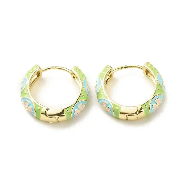 Flower Enamel Hoop Earrings
