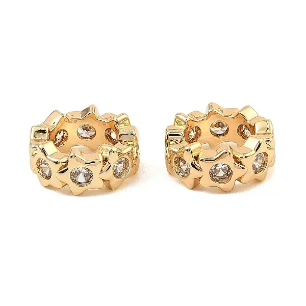 Brass Micro Pave Cubic Zirconia Beads