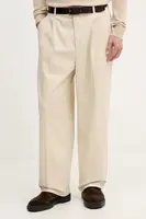 Bavlněné kalhoty United Colors of Benetton pánské, béžová barva, ve střihu chinos, 4XVTUF05U