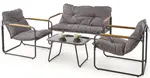 HALMAR Zahradní set HUDSON hnědý, kovový, s polstry – pohovka, 2 křesla, stolek