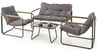 HALMAR Zahradní set HUDSON hnědý, kovový, s polstry – pohovka, 2 křesla, stolek