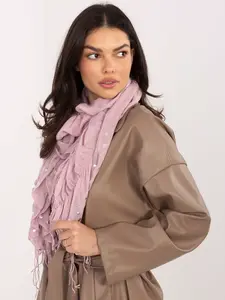 Tmavě růžová šála s perlami