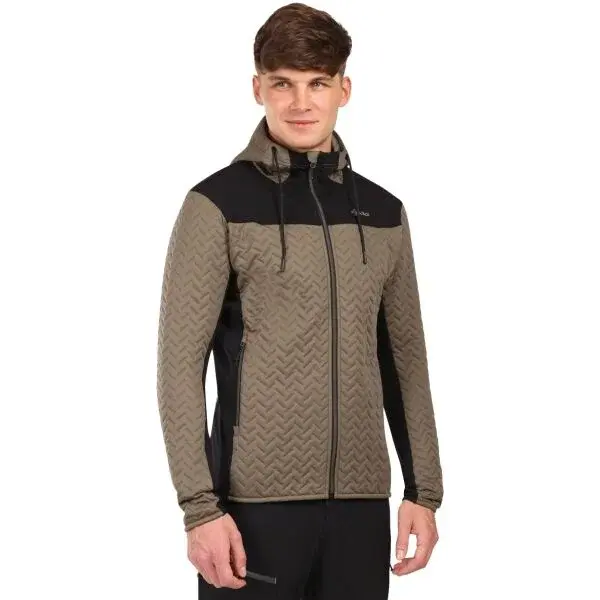 KILPI NEVIA Pánská fleecová mikina s kapucí, khaki, velikost