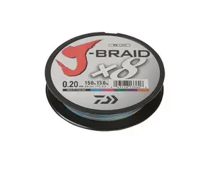 Daiwa splétaná šňůra j-braid x8 multicolor 150 m - 0,22 mm 17 kg