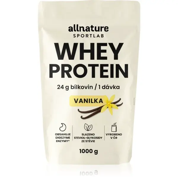 Allnature Sportlab Whey Protein srvátkový proteín s tráviacimi enzýmami príchuť Vanilla 1000 g