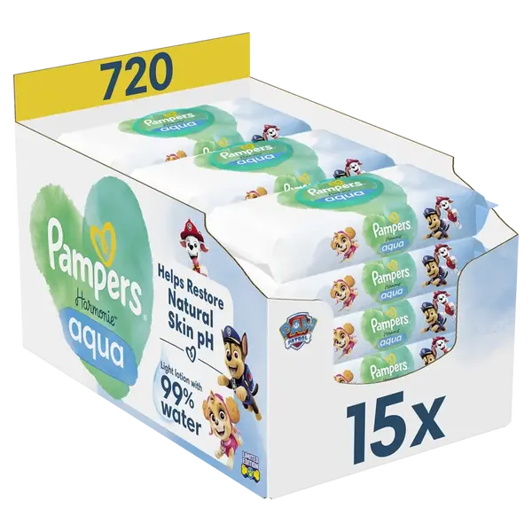 PAMPERS Dětské vlhčení uborusky, Harmonie Aqua 720 ks