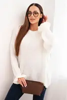 Kesi Włoski Dámsky sveter s prídavkom mohéru a vlny vo voľnom strihu ecru