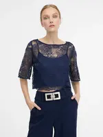 Tmavě modrá krajková halenka ORSAY