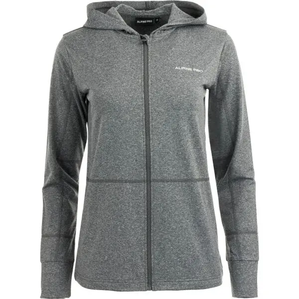 ALPINE PRO AHERTA Dámska funkčná mikina s kapucňou, sivá, veľkosť