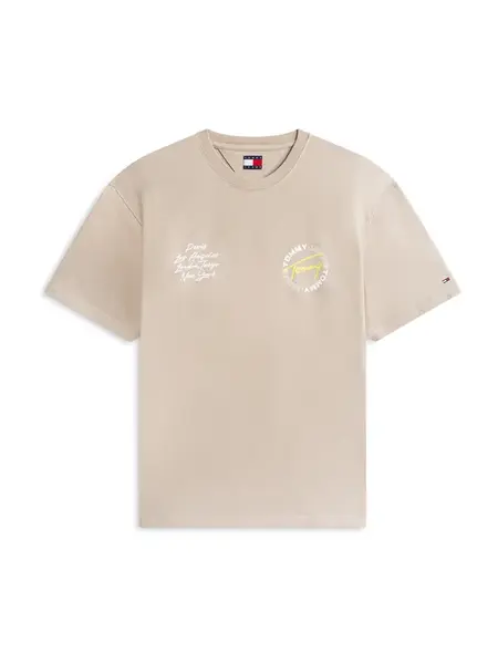 Tommy Jeans Tričko  žltá / sivobéžová / biela