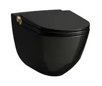 Laufen Cleanet Riva - Elektronický bidet s keramikou, závěsný, Rimless, SoftClose, lesklá černá/matné zlato H8206910230001