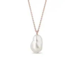 Náhrdelník z růžového zlata s barokní perlou KLENOTA