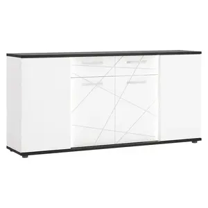 Komoda Venezia VENK02 4D2S bílý alpský/dub vicenza černá/mdf bílý L