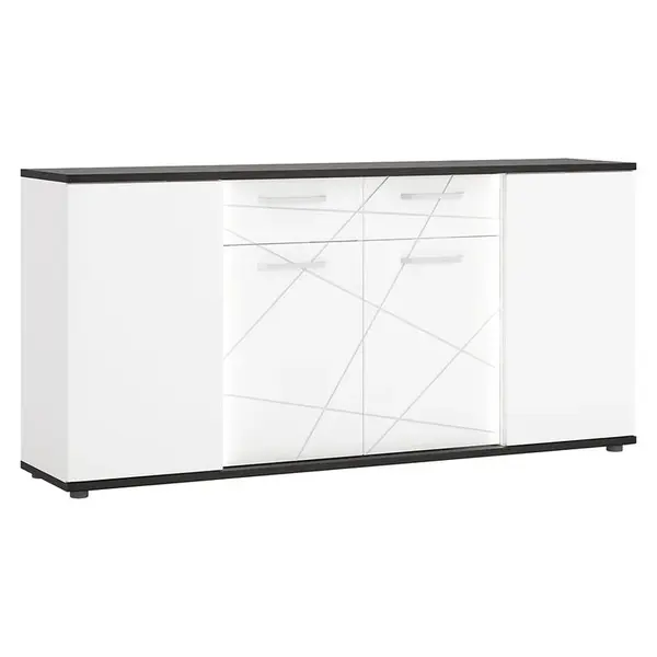 Komoda Venezia VENK02 4D2S bílý alpský/dub vicenza černá/mdf bílý L