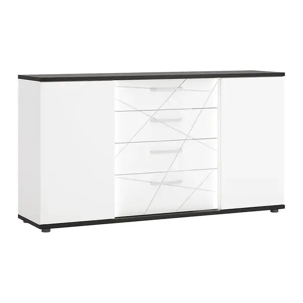 Komoda Venezia VENK01 2D4S bílý alpský/dub vicenza černá/mdf bílý L